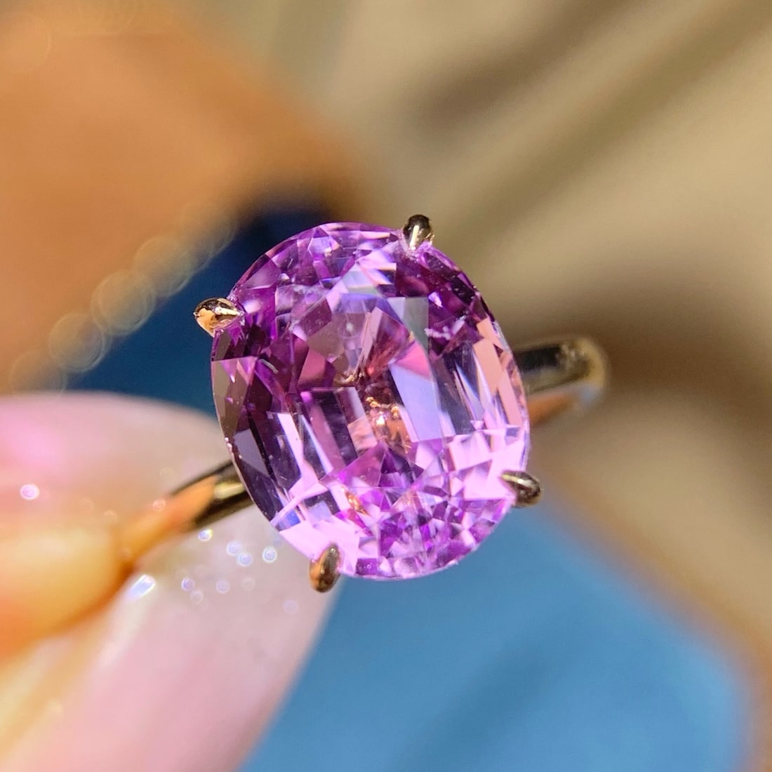 14k Gold 5.95 Ct Natural Kunzite Ring - 3