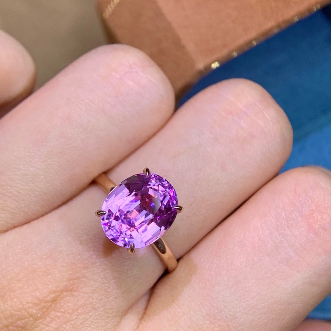 14k Gold 5.95 Ct Natural Kunzite Ring - 5