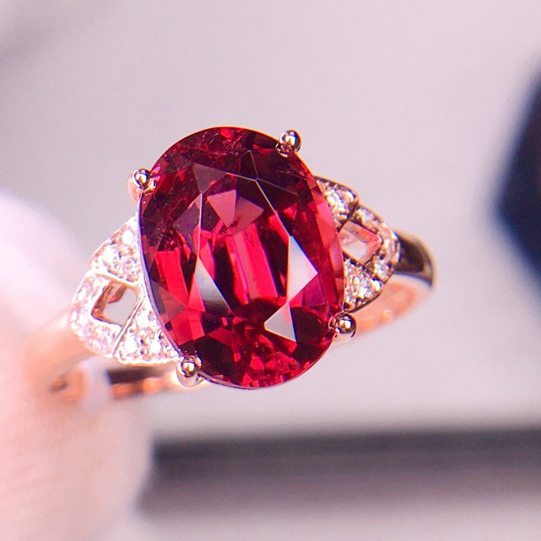 14k Gold 3.2 Ct Natural Tourmaline & Diamond Ring - 5