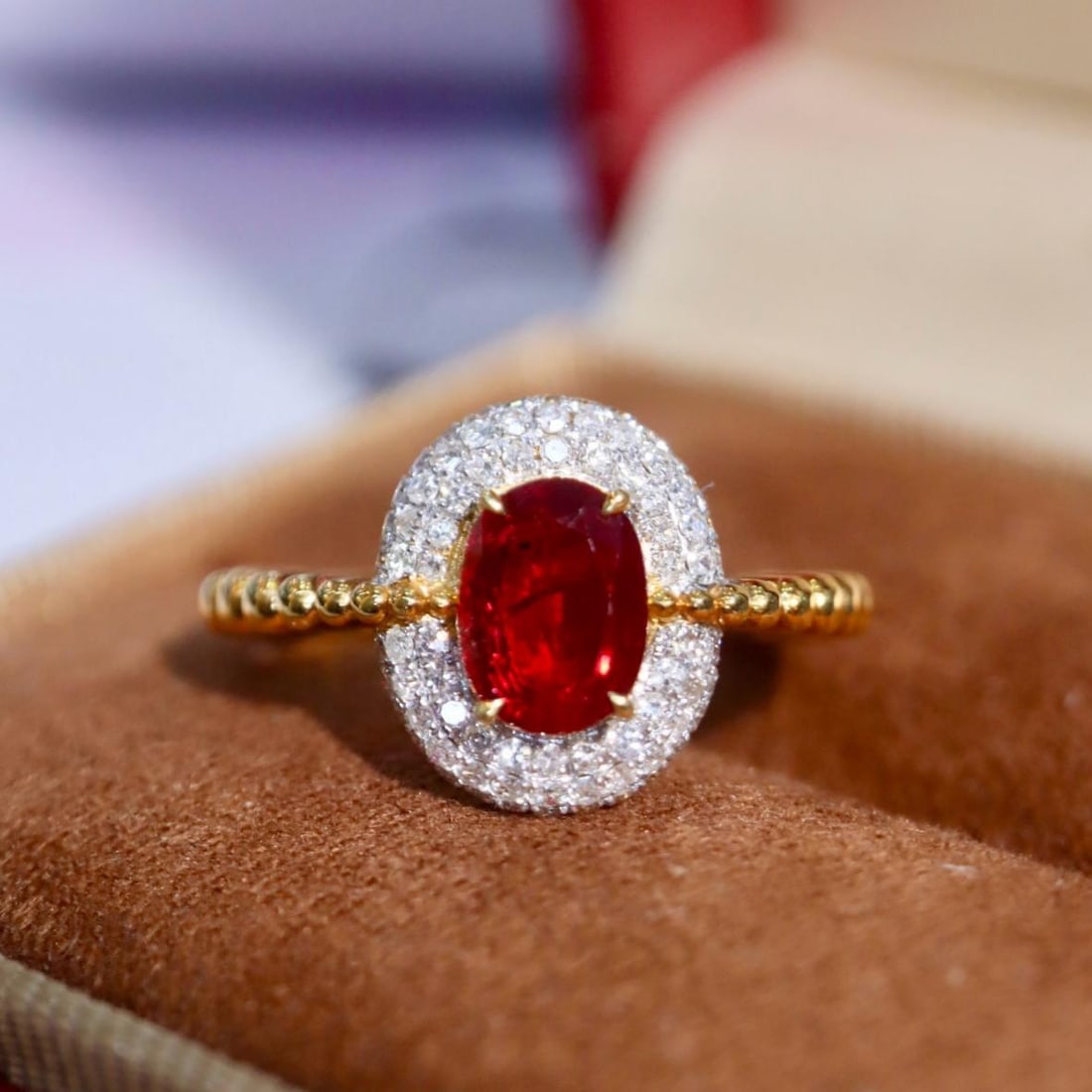 14k Gold 1.33 Ctw Vivid Red Natural Ruby & Diamond Ring (1 of 8)