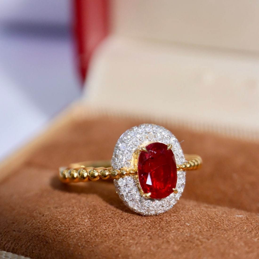14k Gold 1.33 Ctw Vivid Red Natural Ruby & Diamond Ring - 2