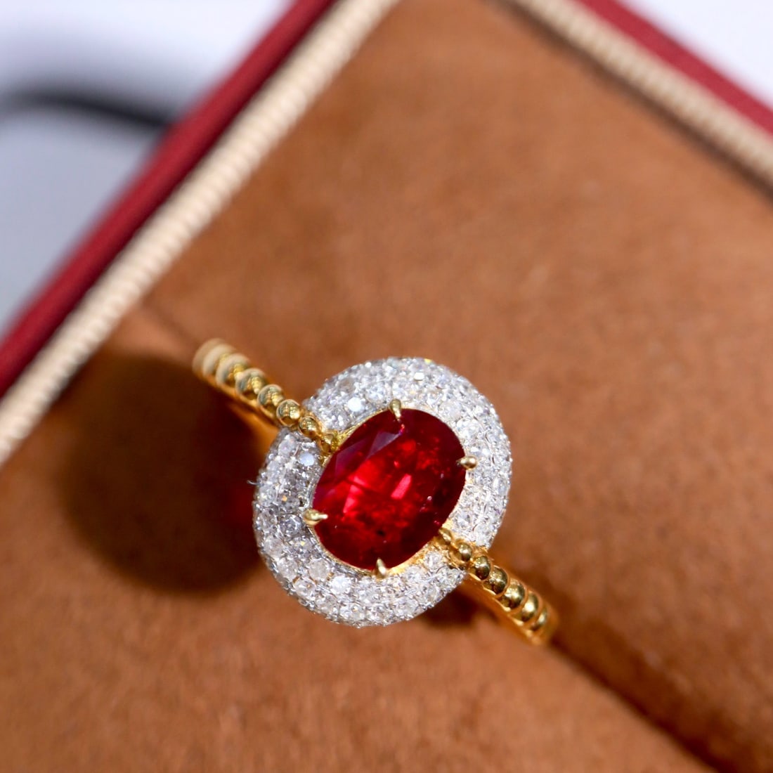 14k Gold 1.33 Ctw Vivid Red Natural Ruby & Diamond Ring - 3