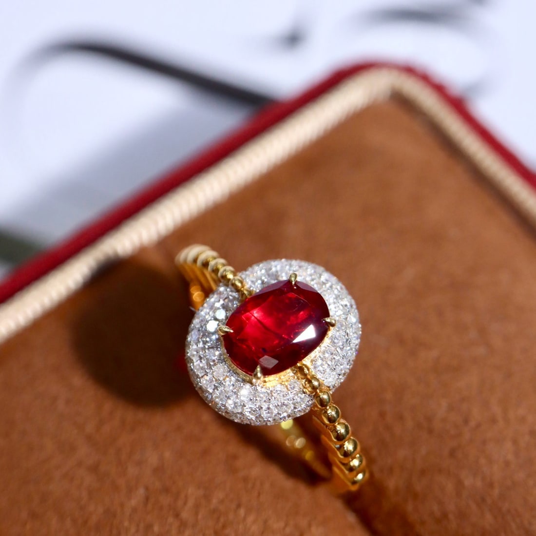 14k Gold 1.33 Ctw Vivid Red Natural Ruby & Diamond Ring - 4