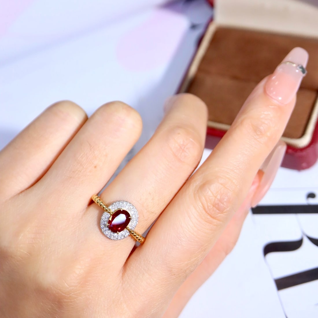 14k Gold 1.33 Ctw Vivid Red Natural Ruby & Diamond Ring - 5