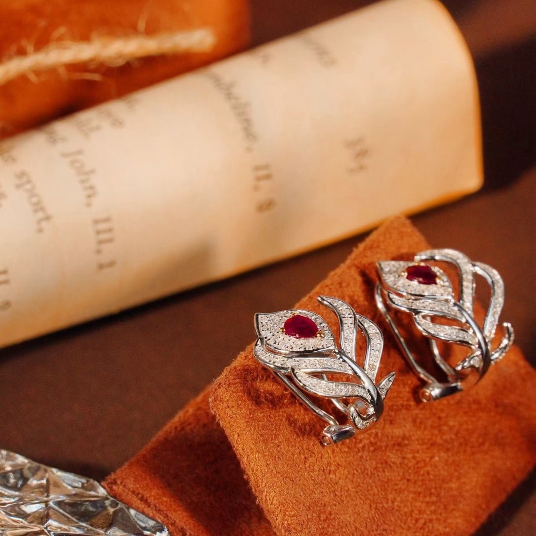 14k Gold 2.2 Ctw Natural Ruby & Diamond Jewelry Set - 2