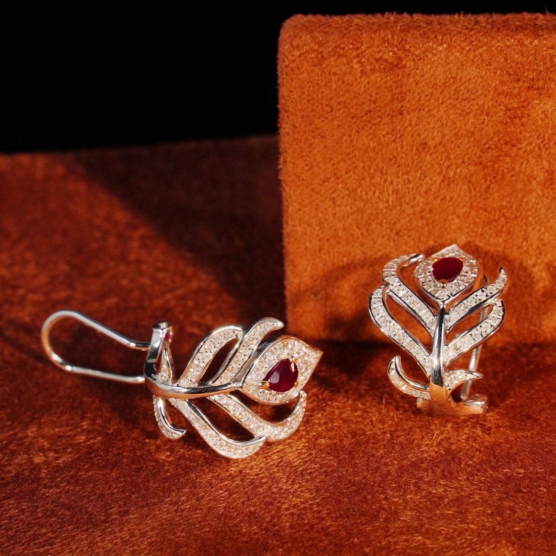 14k Gold 2.2 Ctw Natural Ruby & Diamond Jewelry Set - 4