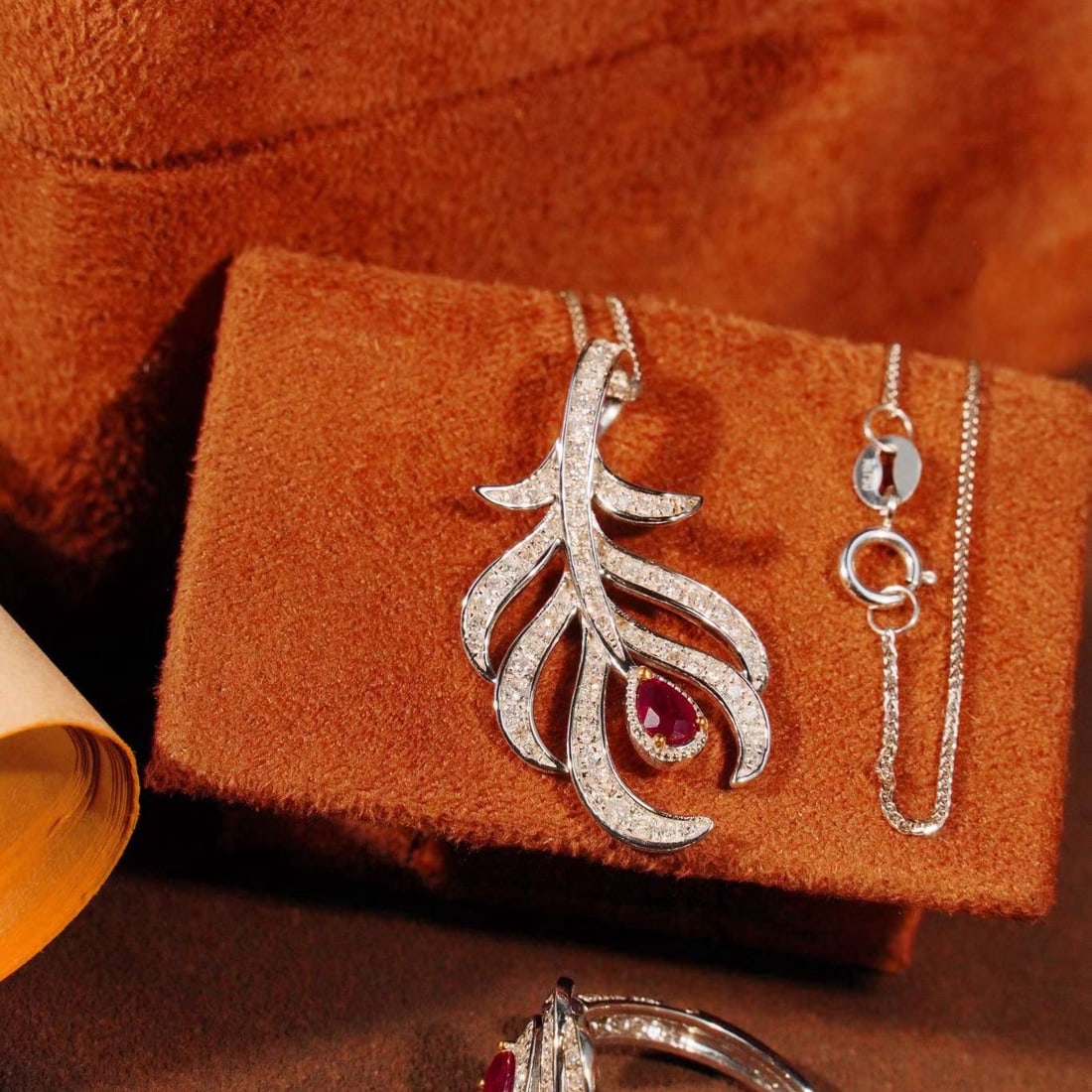 14k Gold 2.2 Ctw Natural Ruby & Diamond Jewelry Set - 6