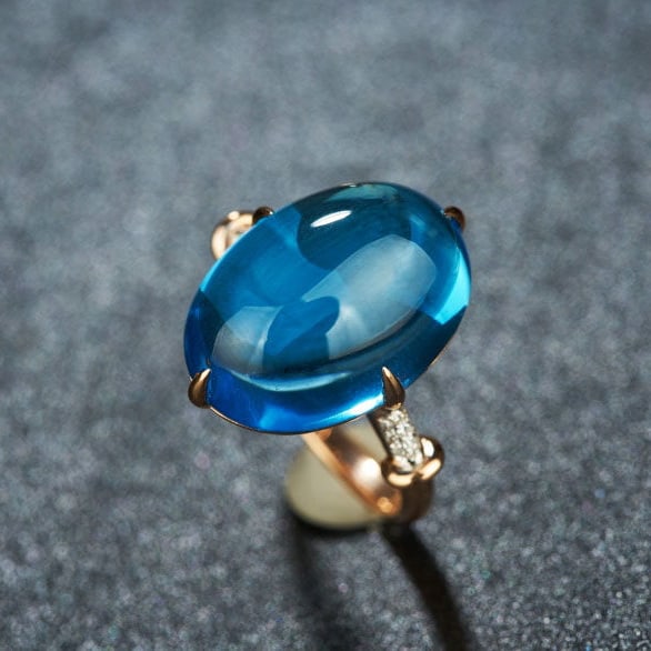 14k Gold 16.08 Ct Natural Topaz & Diamond Ring - 6
