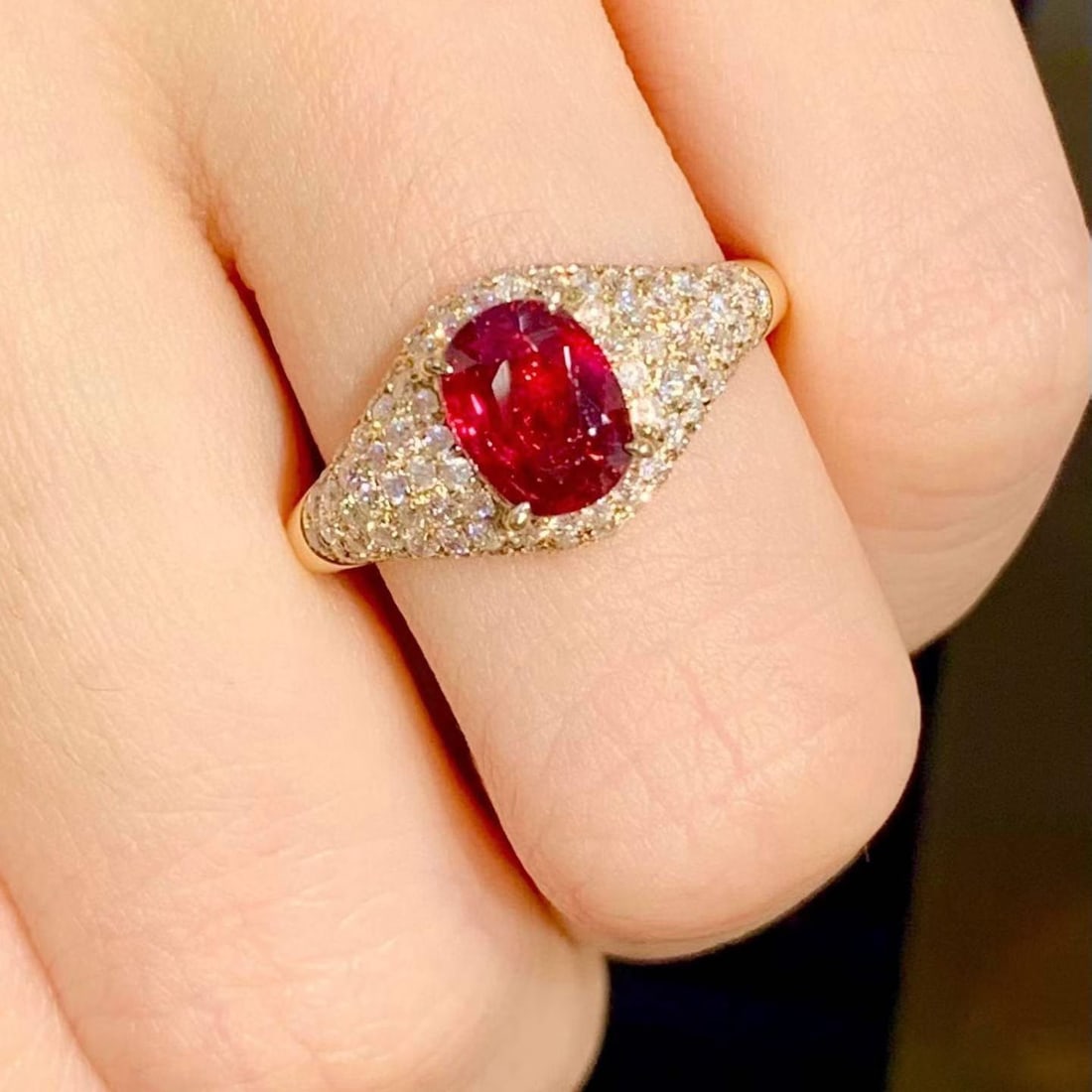 14k Gold 1.01 Ct Vivid Red Natural Ruby & Diamond Ring - 3