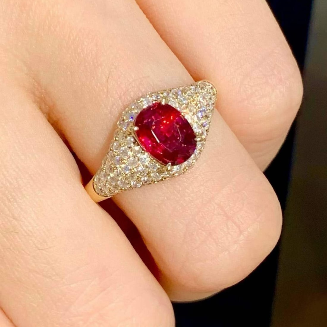 14k Gold 1.01 Ct Vivid Red Natural Ruby & Diamond Ring - 4
