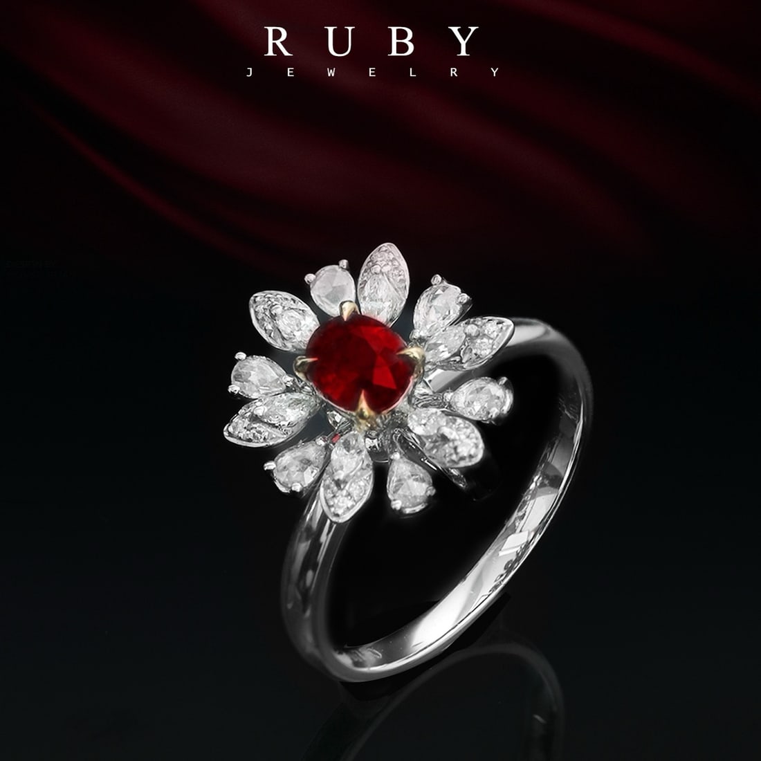 14k Gold 0.96 Ctw Vivid Red Natural Ruby & Diamond Ring - 3