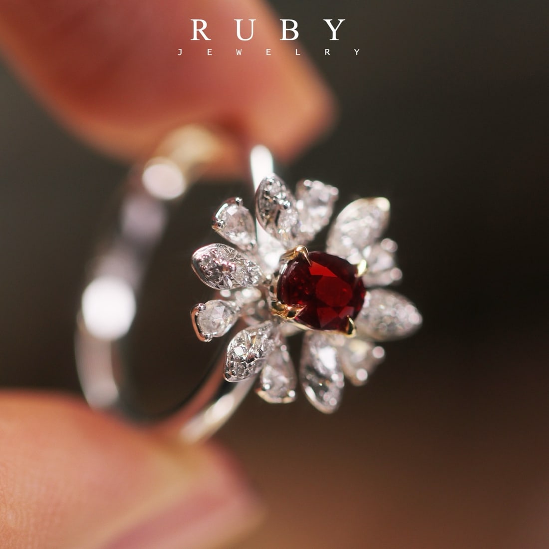 14k Gold 0.96 Ctw Vivid Red Natural Ruby & Diamond Ring - 6