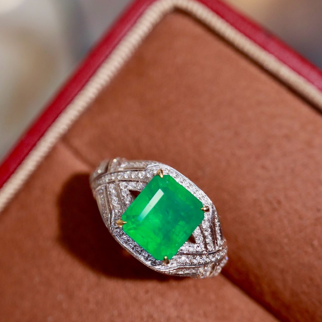 14k Gold 3.13 Ctw Natural Emerald & Diamond Ring - 4