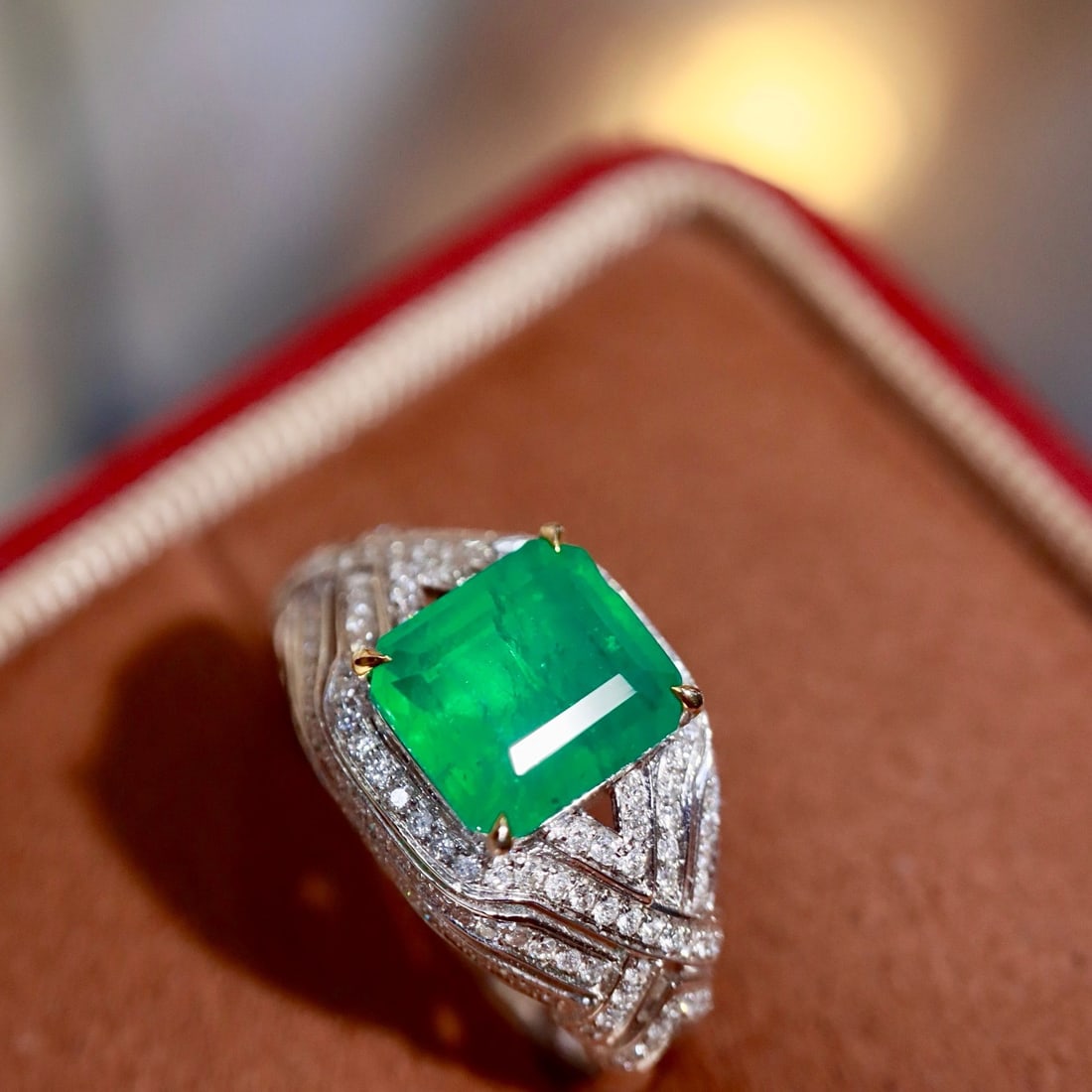 14k Gold 3.13 Ctw Natural Emerald & Diamond Ring - 5