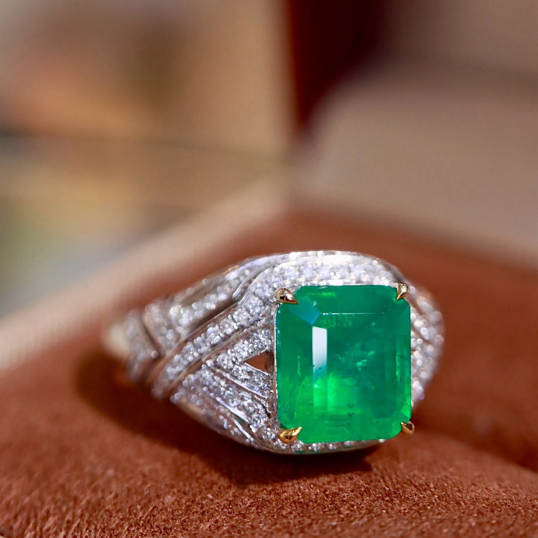 14k Gold 3.13 Ctw Natural Emerald & Diamond Ring - 7