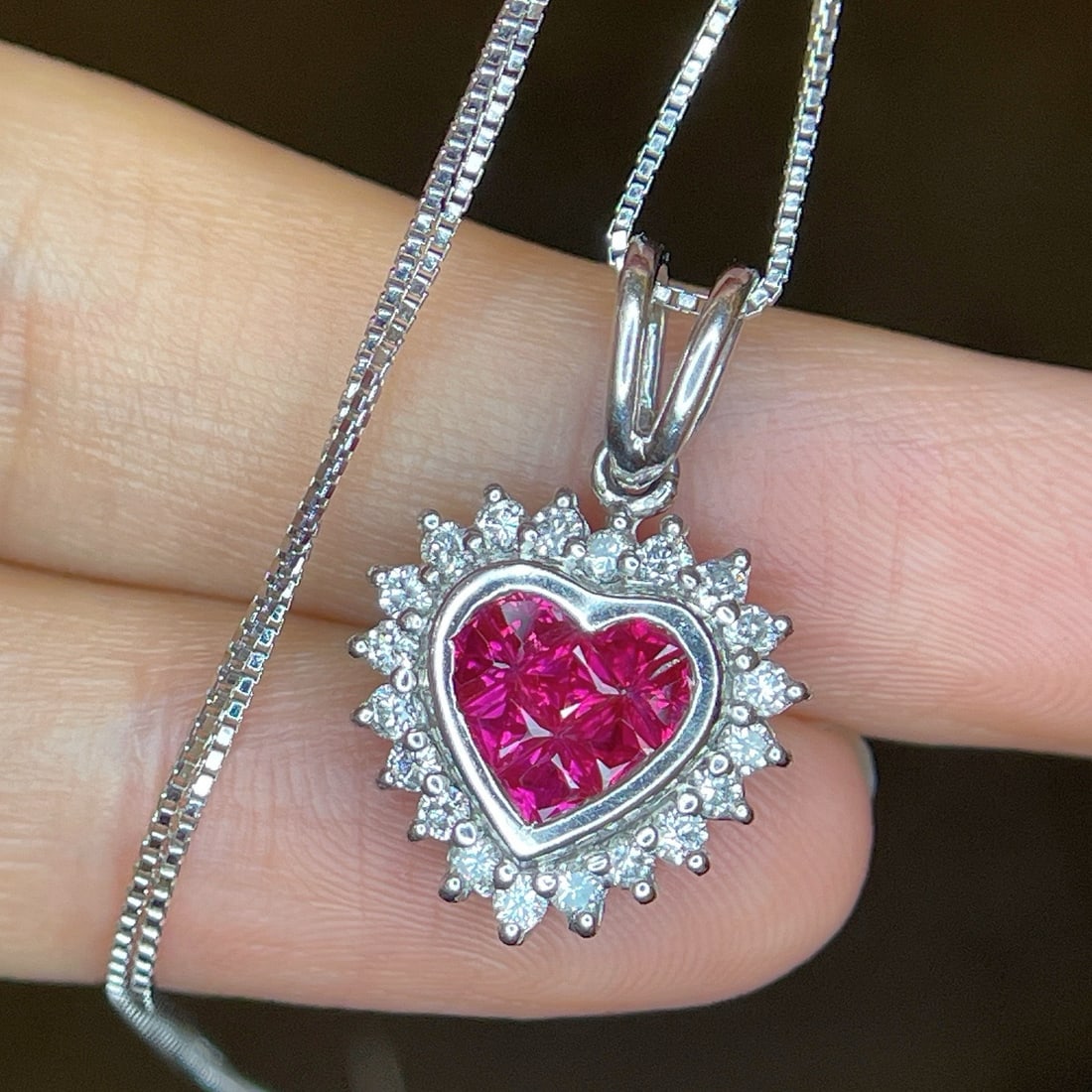 14k Gold 1.15 Ctw Natural Ruby & Diamond Pendant( Without Chain ) - 2
