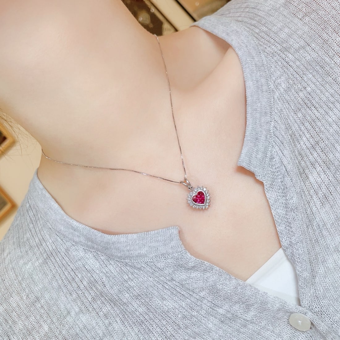 14k Gold 1.15 Ctw Natural Ruby & Diamond Pendant( Without Chain ) - 5