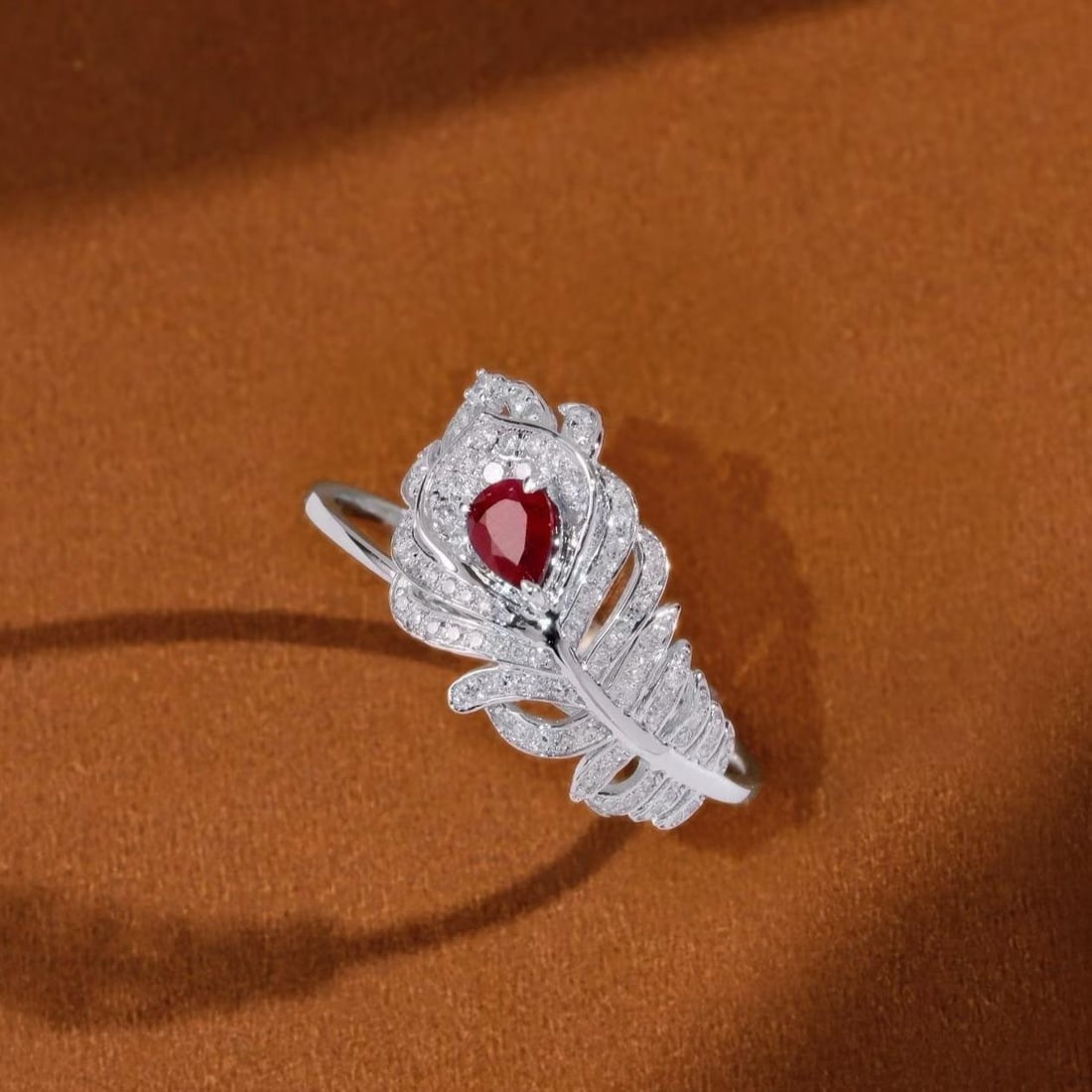 14k Gold 0.51 Ctw Natural Ruby & Diamond Ring: Ref:231183089 // gold content:14k gold // ring size:7. 25us // // main gemstone:ruby // shape:pear // carat weight:0. 25ct // color:red // treatment:natural // // adjacent gemstone 2 : diamond //