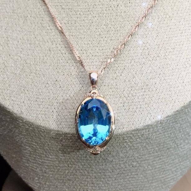 14k Gold 9.75 Ctw Natural Topaz & Diamond Pendant( Without Chain ) - 4