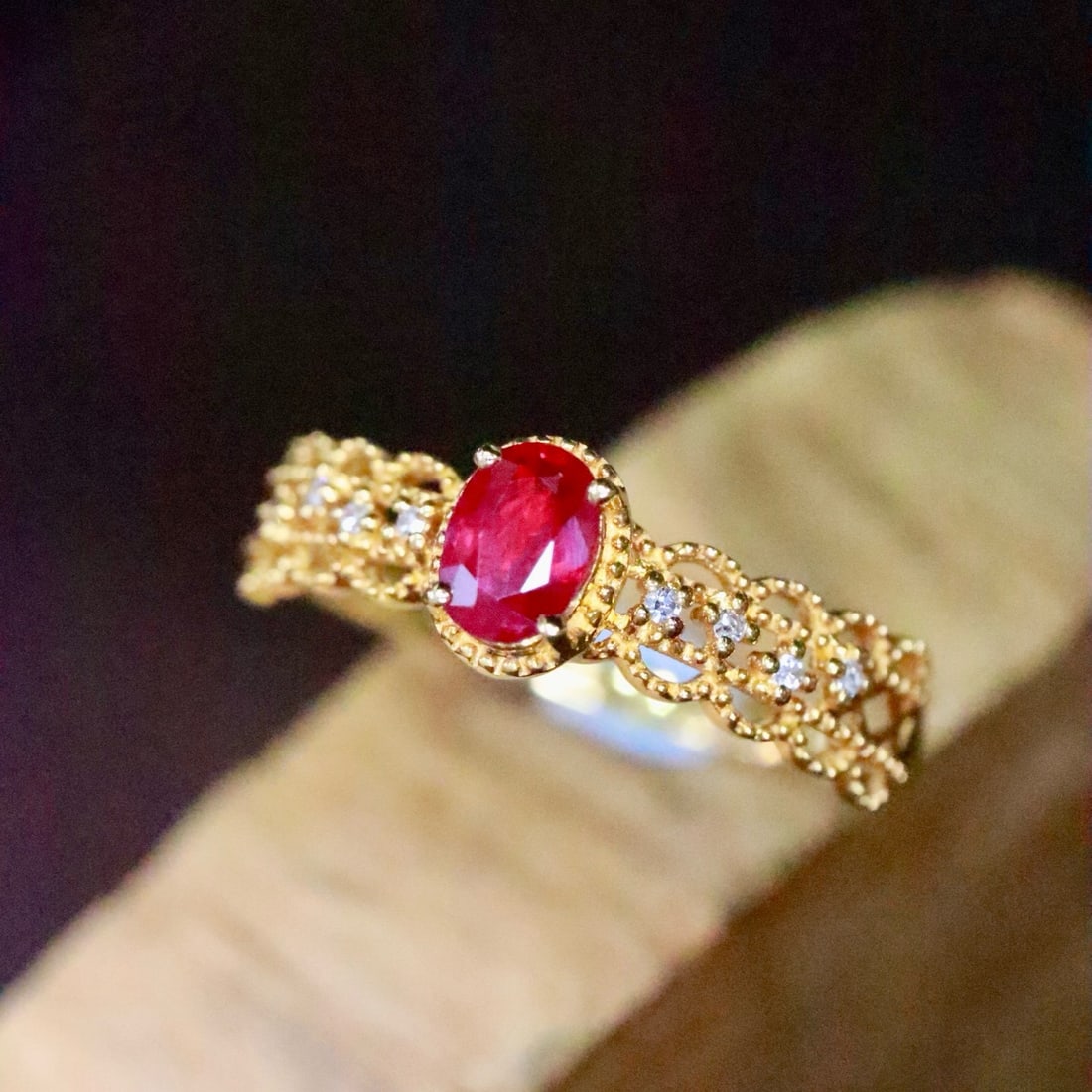 14k Gold 0.42 Ctw Natural Ruby & Diamond Ring - 2