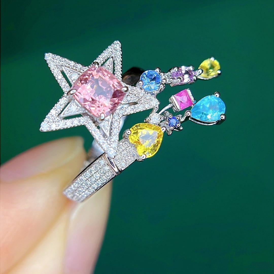 14k Gold 2.05 Ctw Natural Spinel & Sapphire Ring - 3