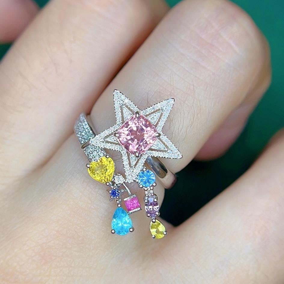 14k Gold 2.05 Ctw Natural Spinel & Sapphire Ring - 4