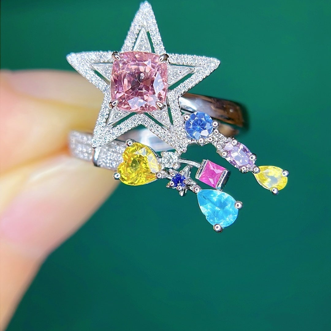 14k Gold 2.05 Ctw Natural Spinel & Sapphire Ring - 6