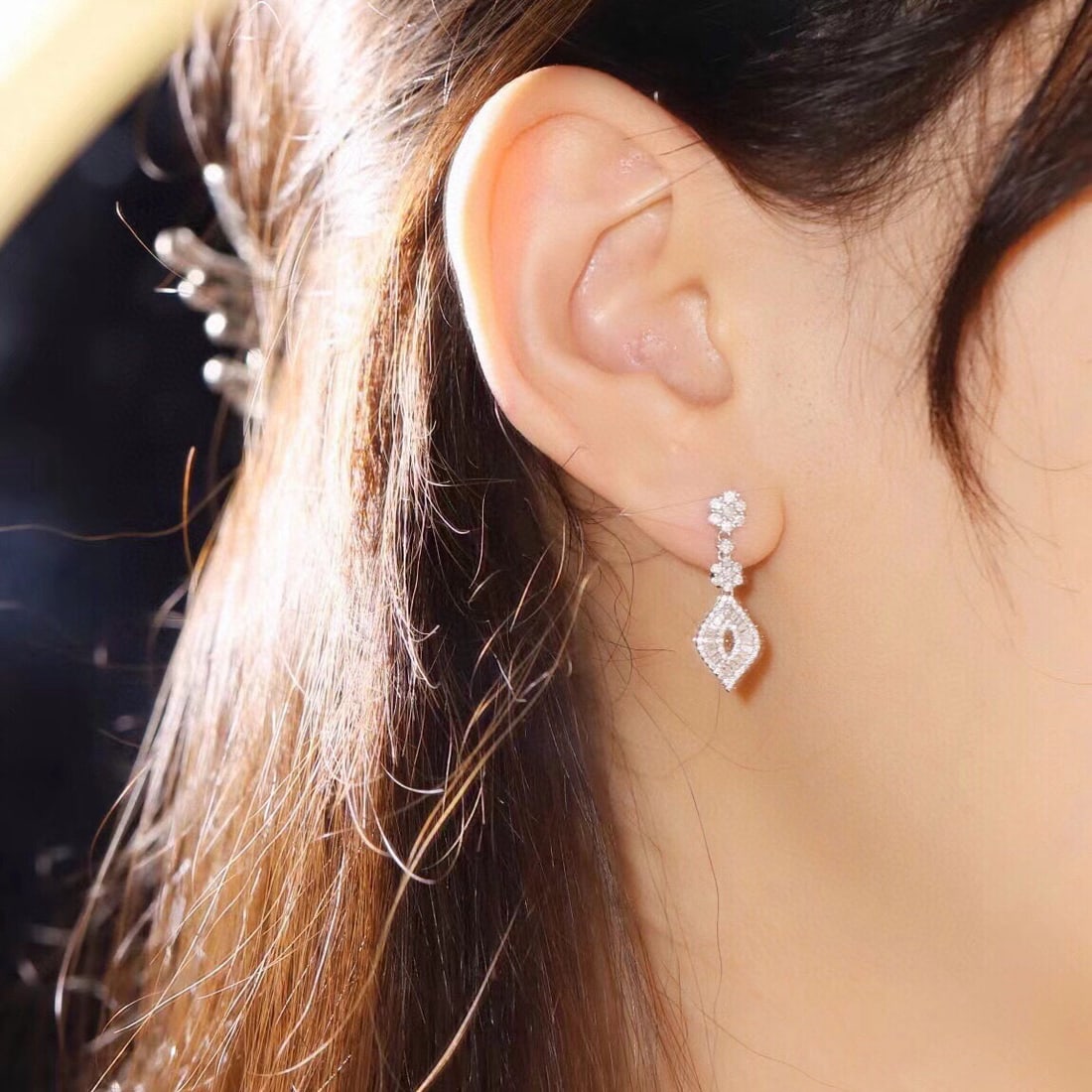 14k Gold 0.76 Ct Natural H Diamond Earrings - 8