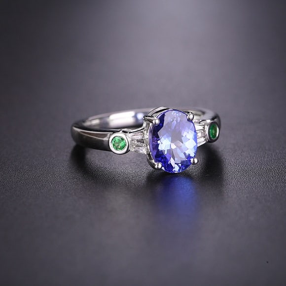 14k Gold 1.51 Ctw Natural Tanzanite & Diamond Ring - 2