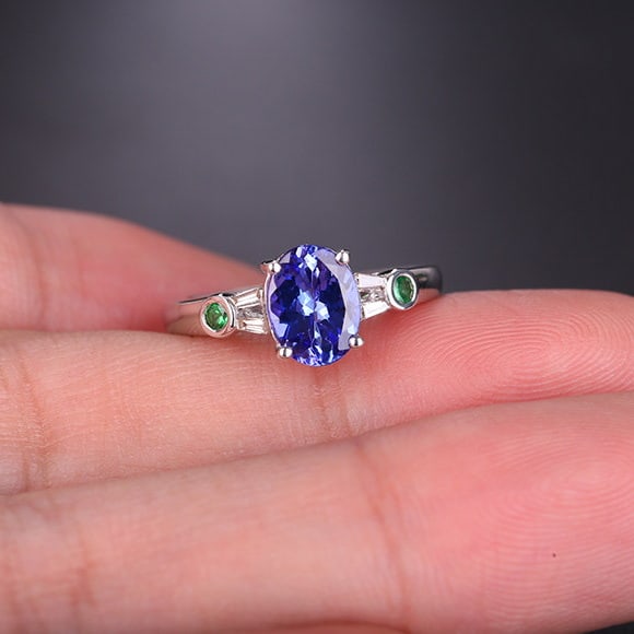 14k Gold 1.51 Ctw Natural Tanzanite & Diamond Ring - 5