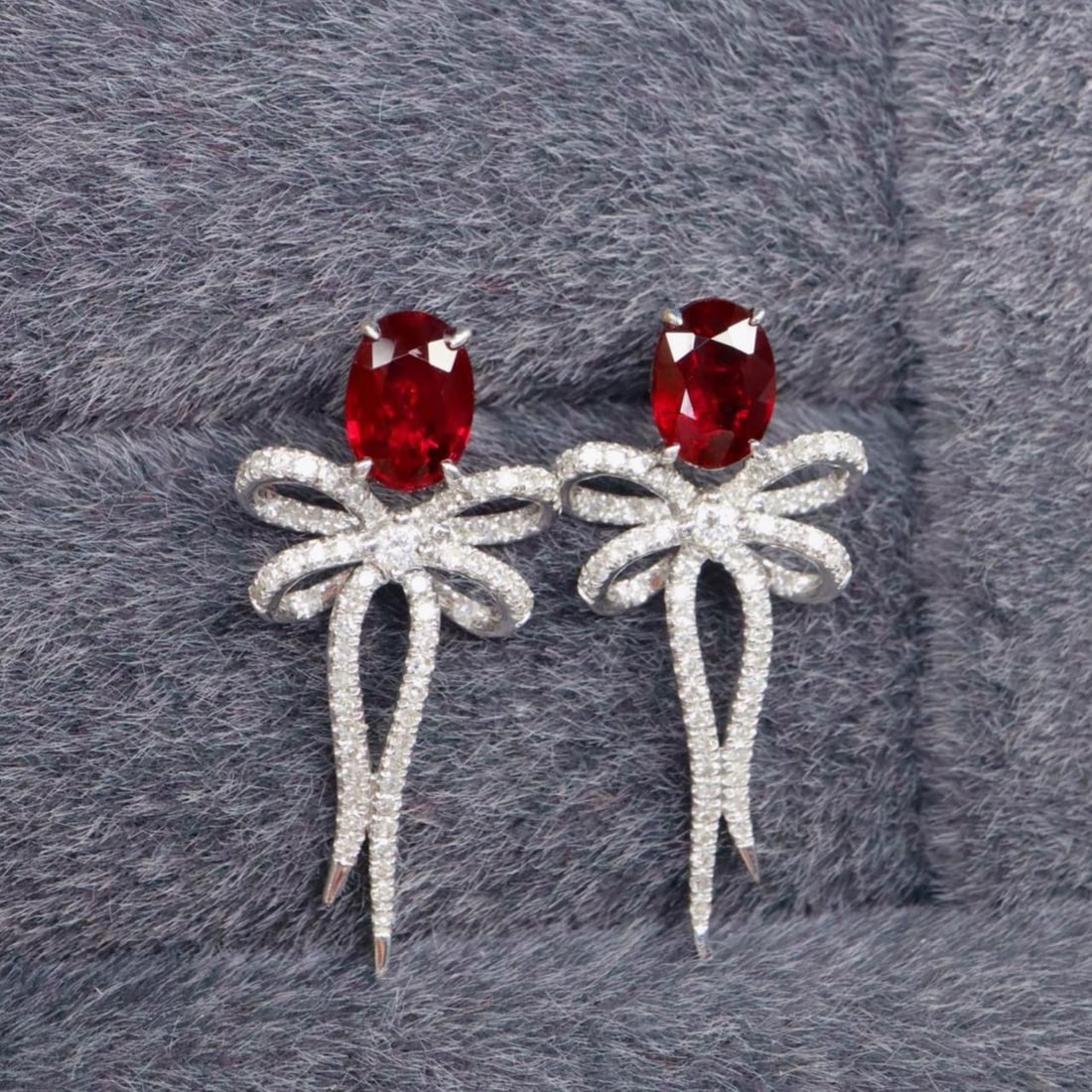 14k Gold 1.59 Ctw Natural Ruby & Diamond Earrings: Ref:231183188 // gold content:14k gold // main gemstone:ruby // shape:oval // carat weight:1. 20ct // color:pigeonblood red // treatment:natural // // adjacent gemstone 2 : diamond // shape:round // c