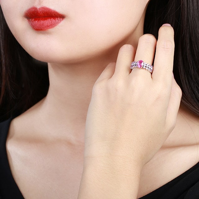 14k Gold 1.50 Ctw Natural Sapphire & Diamond Ring - 5