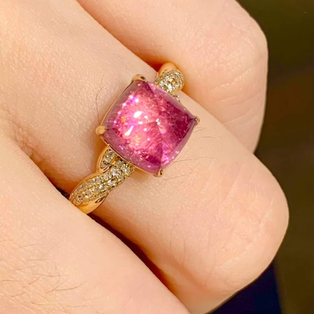 14k Gold 3.3 Ct Natural Tourmaline & Diamond Ring - 5