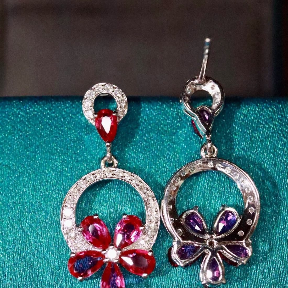 14k Gold 3.25 Ctw Natural Ruby & Diamond Earrings - 3