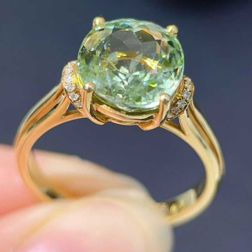 14k Gold 4.45 Ctw Natural Tourmaline & Diamond Ring - 2