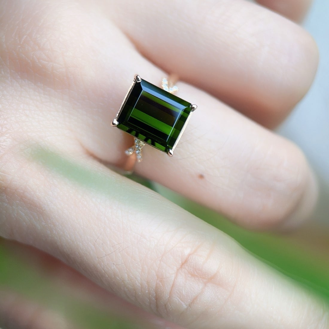 14k Gold 4.65 Ctw Natural Tourmaline & Diamond Ring - 6