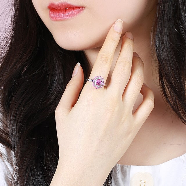 14k Gold 1.88 Ctw Natural Padparadscha Sapphire & Sapphire Ring - 6