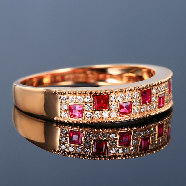 14k Gold 0.48 Ctw Natural Ruby & Diamond Ring - 3