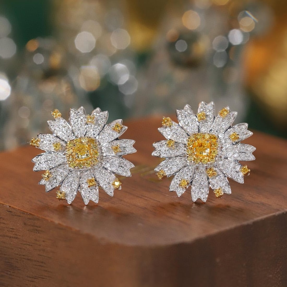 14k Gold 0.90 Ct Natural Color Diamond & Flowers Earrings: Ref:231184048 // gold content:14k gold // main gemstone:diamond // shape:multiple // carat weight:0. 90ct // clarity grade:vs-si // color:color // treatment:natural // Condition: New Low Estimate: