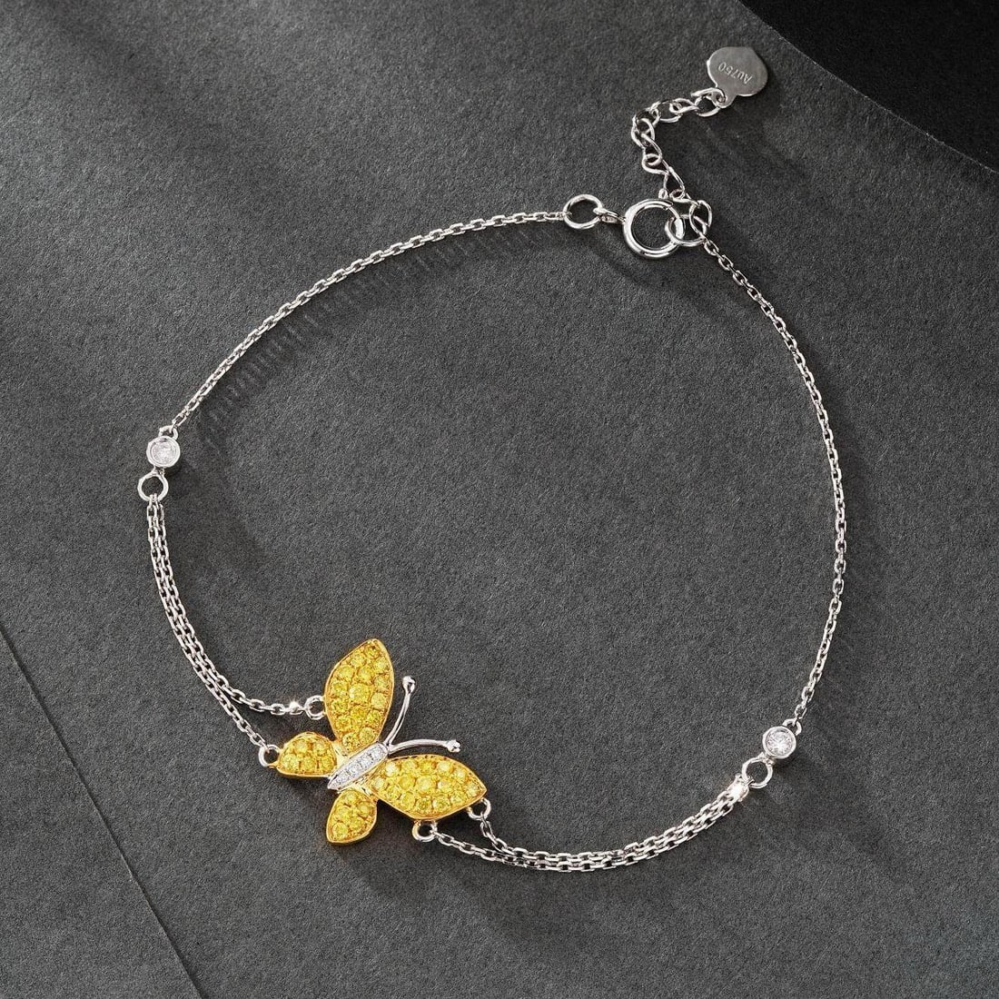 14k Gold 0.38 Ctw Natural Yellow Diamond & Diamond Bracelet: Ref:231184049 // gold content:14k gold // main gemstone:yellow diamond // shape:round // carat weight:0. 33ct // color:yellow // treatment:natural // cut grade:g // // adjacent gemstone 2 : diamond