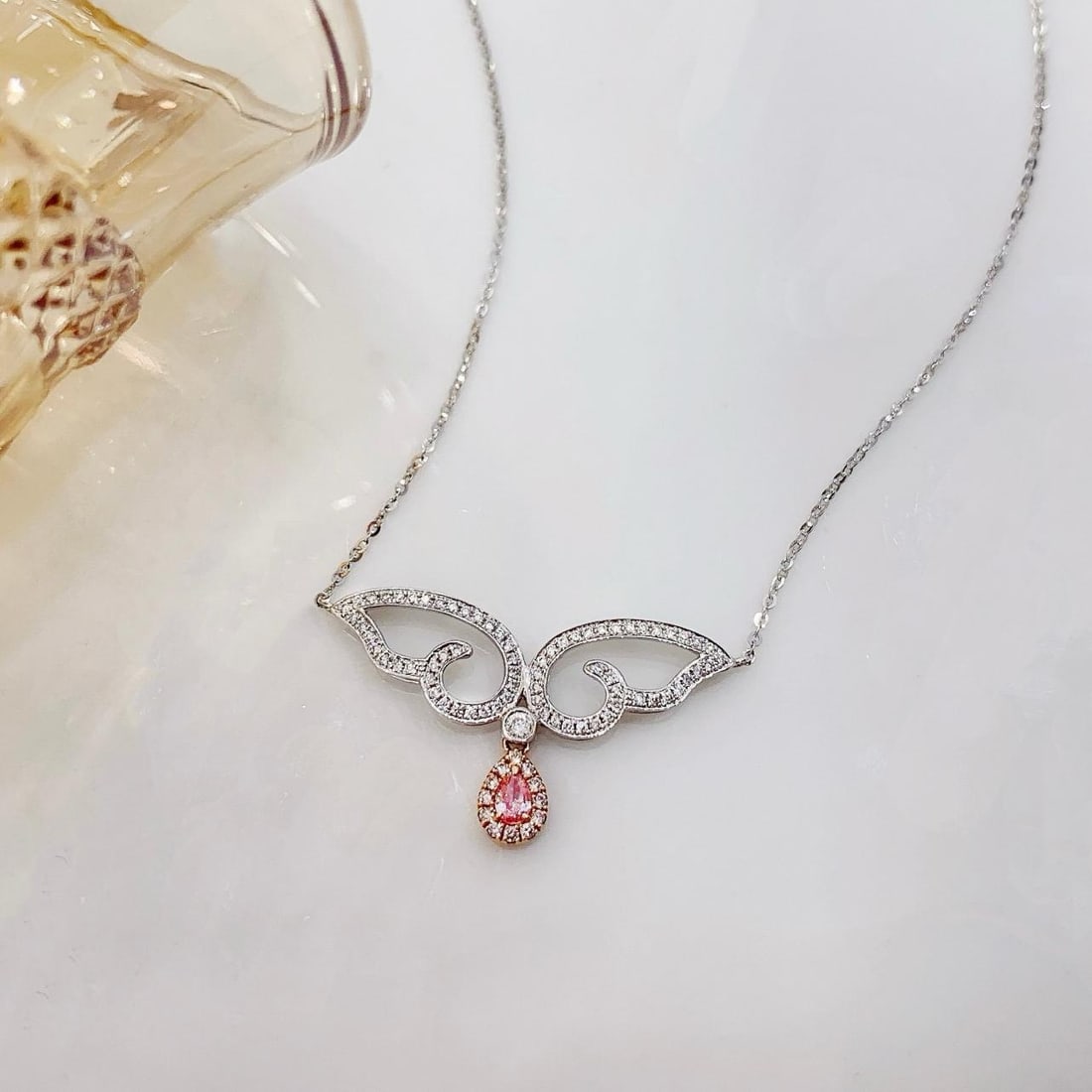 14k Gold 0.38 Ctw Natural Pink Diamond & Diamond Necklace - 2