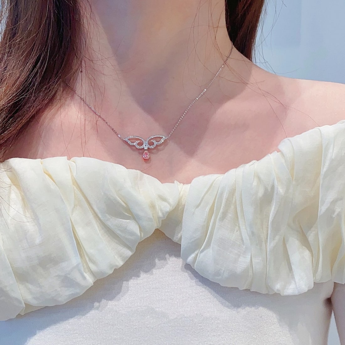 14k Gold 0.38 Ctw Natural Pink Diamond & Diamond Necklace - 3