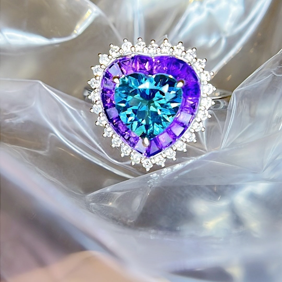 14k Gold 2.62 Ctw Natural Aquamarine & Sapphire Ring - 8