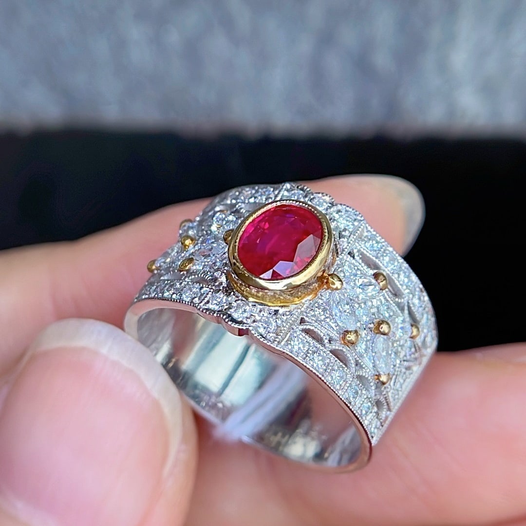 14k Gold 1.61 Ctw Natural Ruby & Diamond Ring - 2
