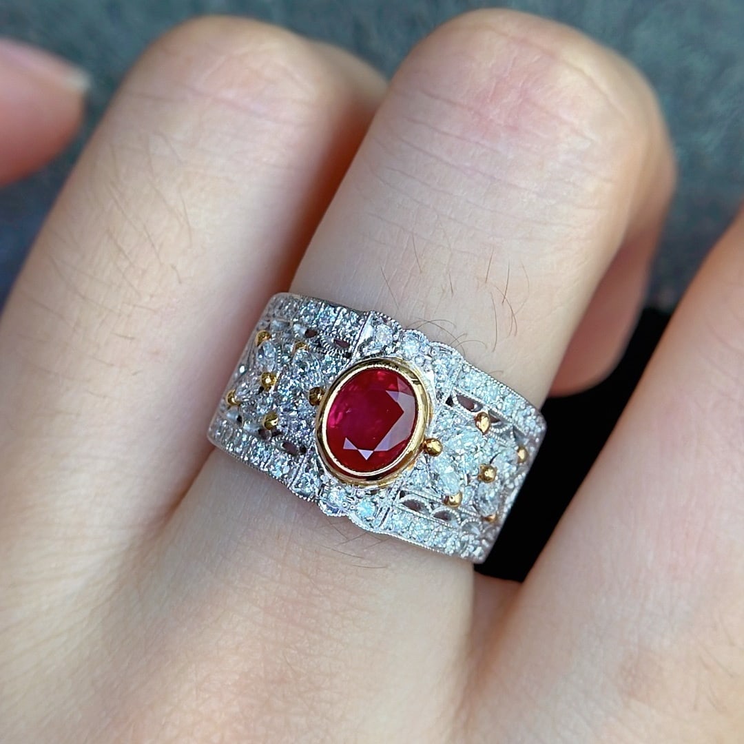 14k Gold 1.61 Ctw Natural Ruby & Diamond Ring - 5