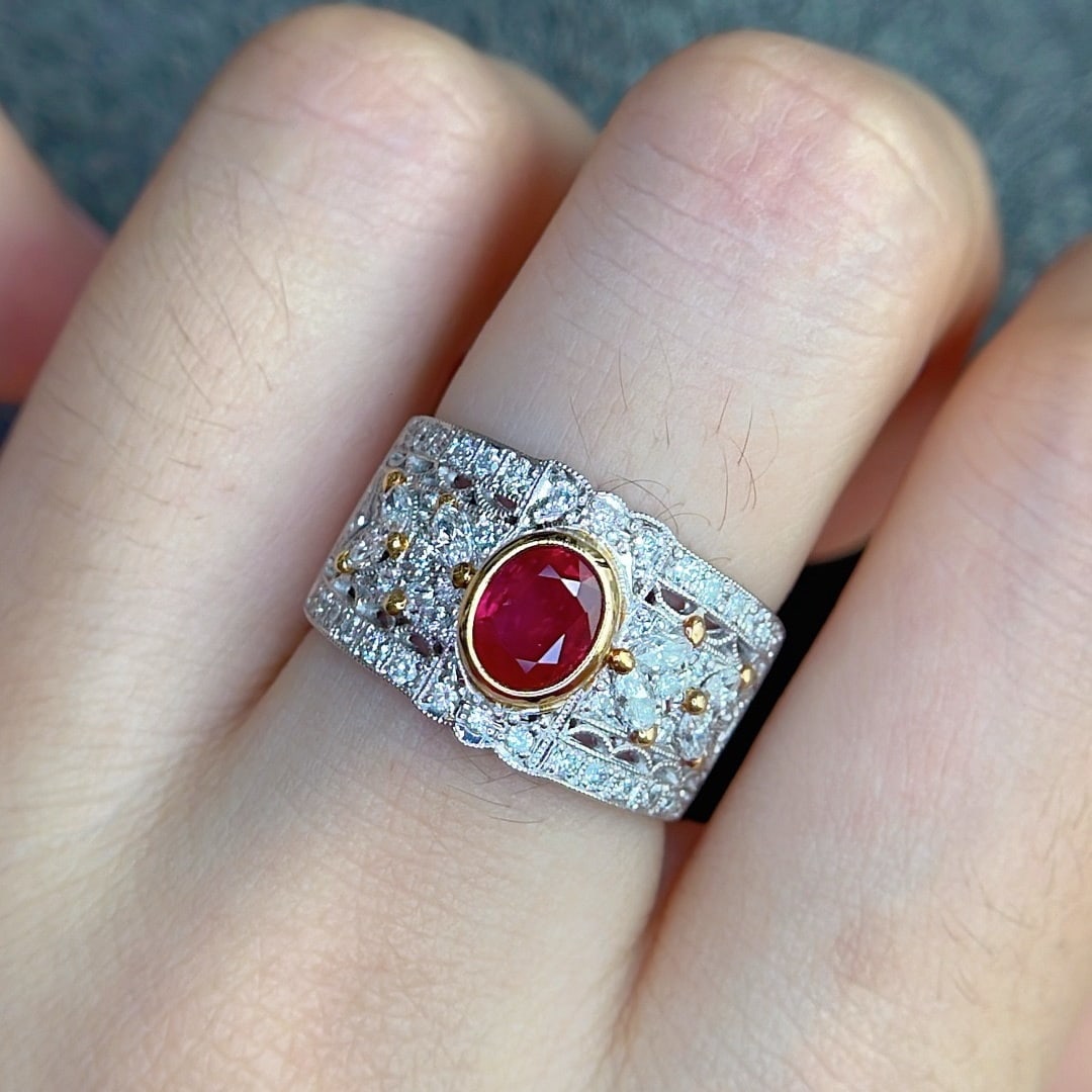 14k Gold 1.61 Ctw Natural Ruby & Diamond Ring - 6