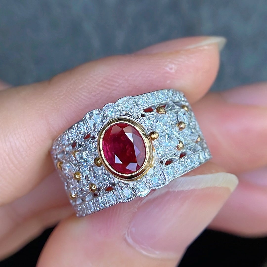 14k Gold 1.61 Ctw Natural Ruby & Diamond Ring - 8
