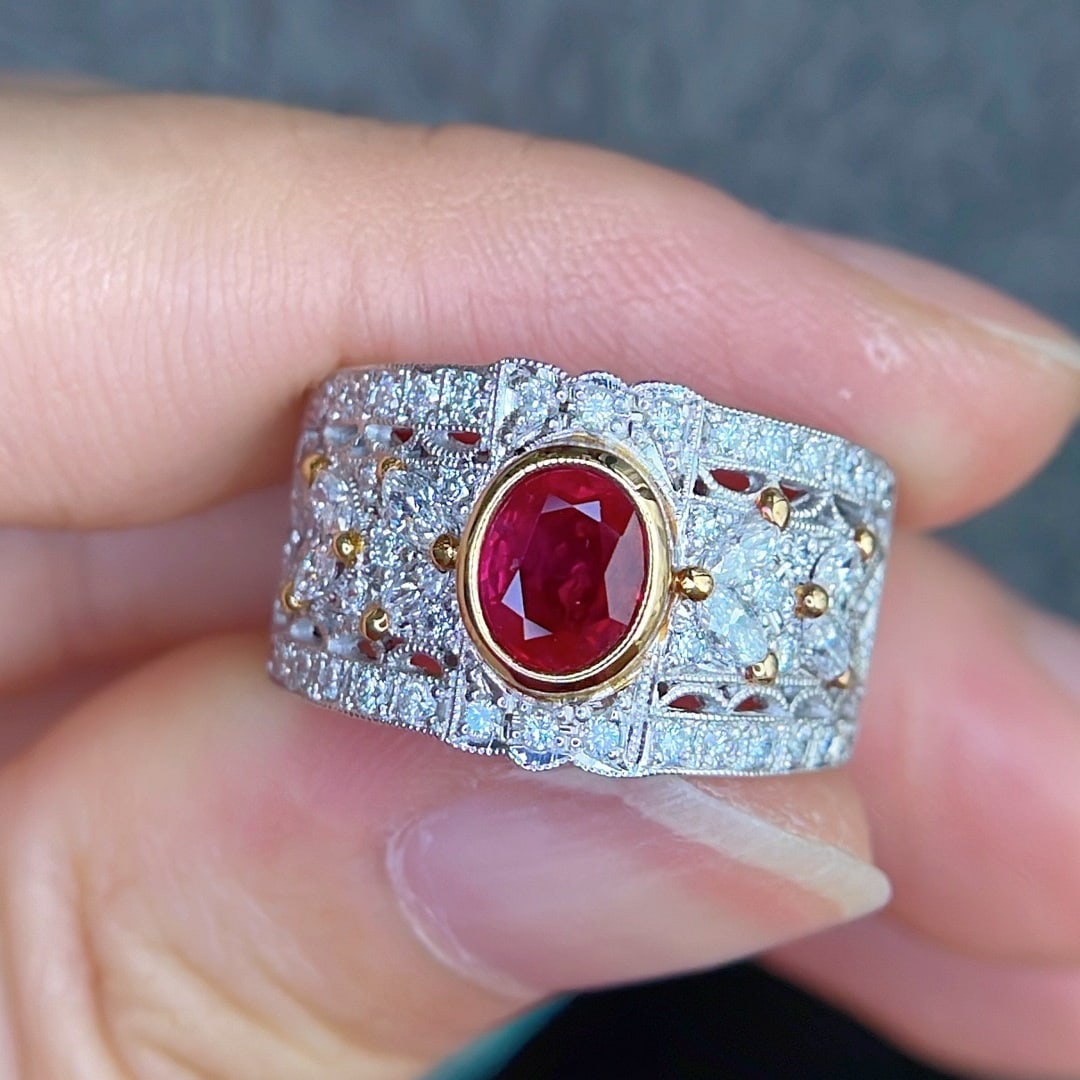 14k Gold 1.61 Ctw Natural Ruby & Diamond Ring - 9