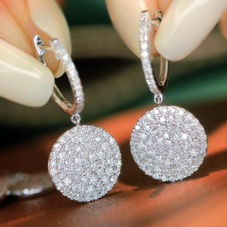 14k Gold 1 Ct Natural H Diamond Earrings - 4