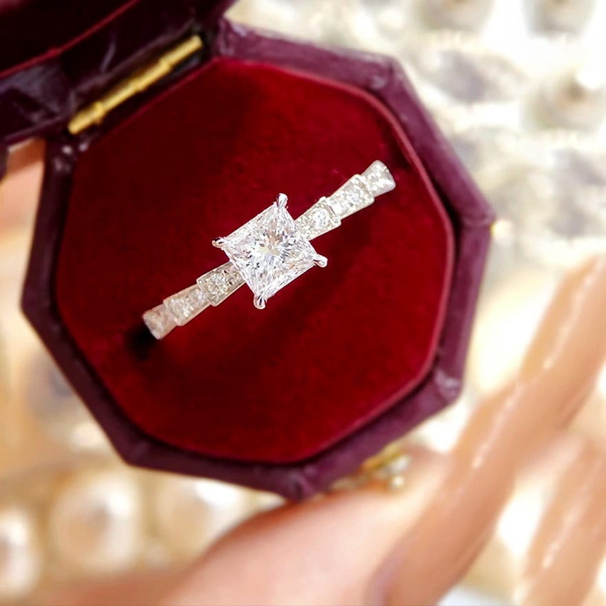 Gia Certified 14k Gold 0.5 Ct Natural J Vs2 Princess Diamond Ring - 2